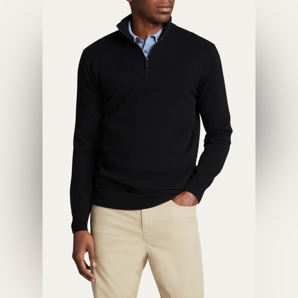 Bergdorf Goodman Men's Solid Cashmere Quarter-Zip Sweater